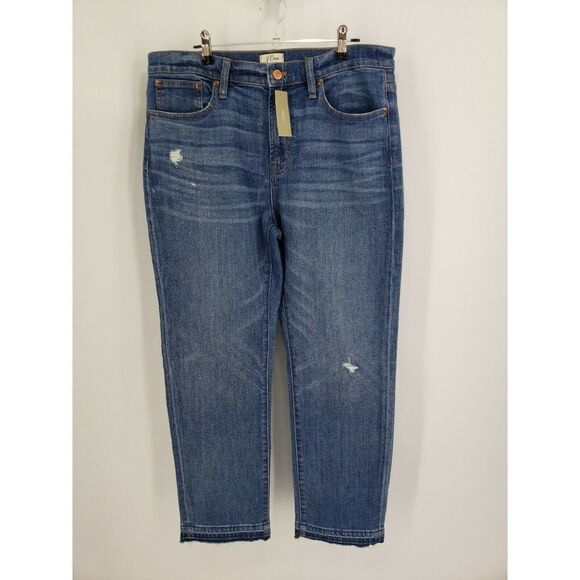 New J. Crew Vintage Crop Jeans Frayed Distressed - Picture 1 of 3